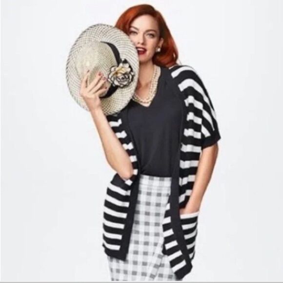 CAbi Style 5289 Whistle Black & White Stripe Cardigan womens XSmall - Picture 1 of 12